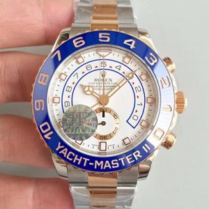 Replica Rolex Yacht Master II 116681 JF Factory Rose Gold White Dial