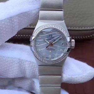 Replica Omega Constellation Double Eagle Lady Blue Mother-Of-Pearl Dial 27MM 3S Factory