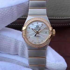 Replica Omega Constellation Double Eagle Lady White Mother-Of-Pearl Dial 27MM 3S Factory