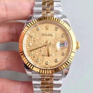 Replica Rolex Datejust 126333-0003 41MM EW Factory Diamond-studded Gold Textured Dial