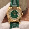 Replica Rolex Day-Date 36mm Green Enamel Diamond Gypsophila Gold dial watch