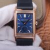 Replica Jaeger LeCoultre Reverso Tribute Double-sided Double Time Zone Flip MG Factory Rose Gold Blue Dial