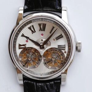 Replica Roger Dubuis Hommage RDDBHO0562 Double Flying tourbillon JB Factory White Gold Case